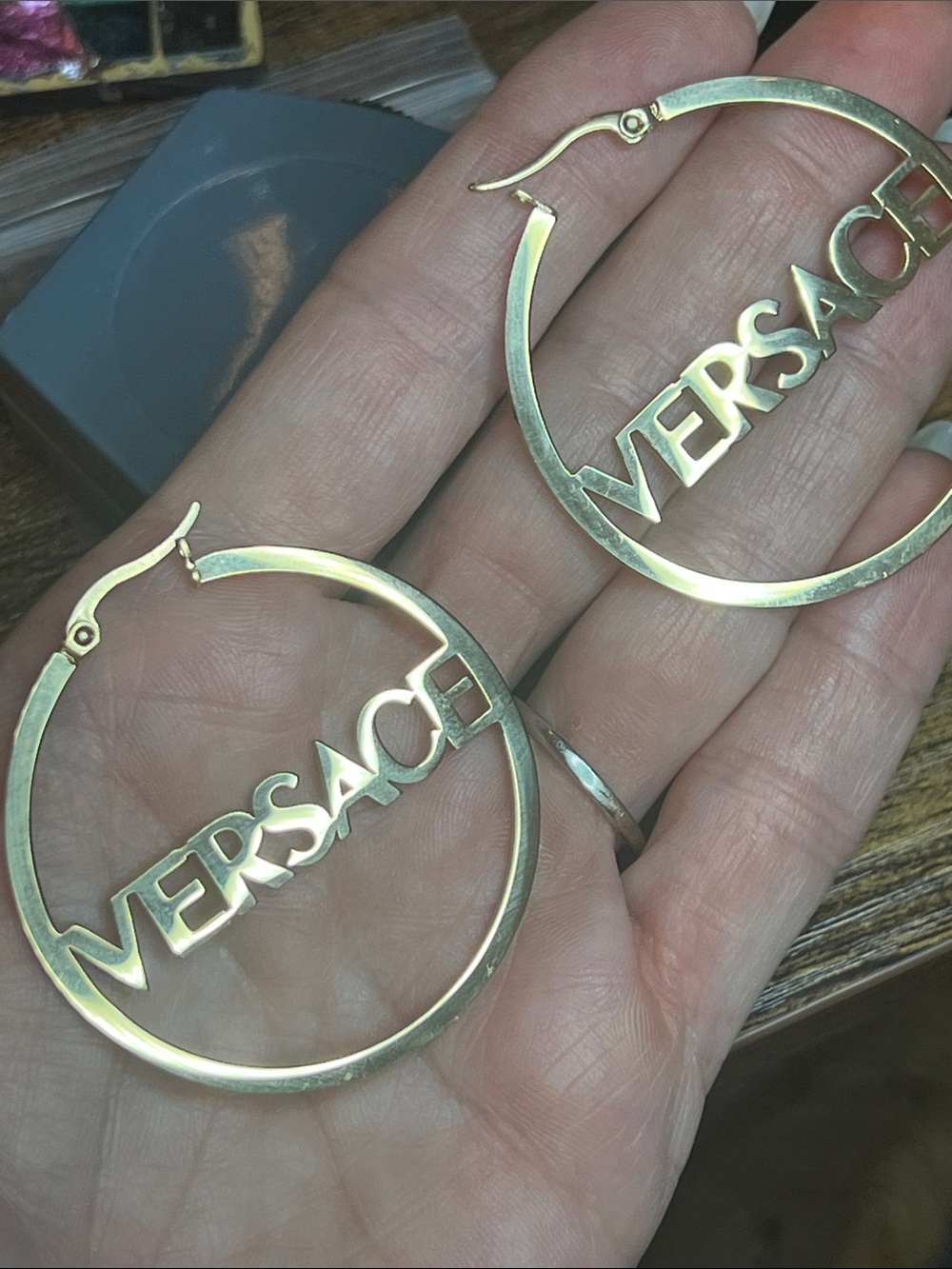 Gold-Tone Logo Hoop Earrings